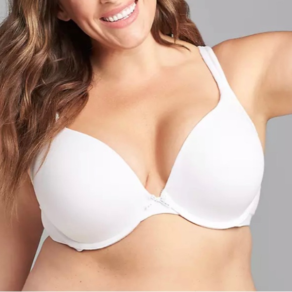 *NWT* Cacique Cotton Boost Plunge Bra - White (40C)